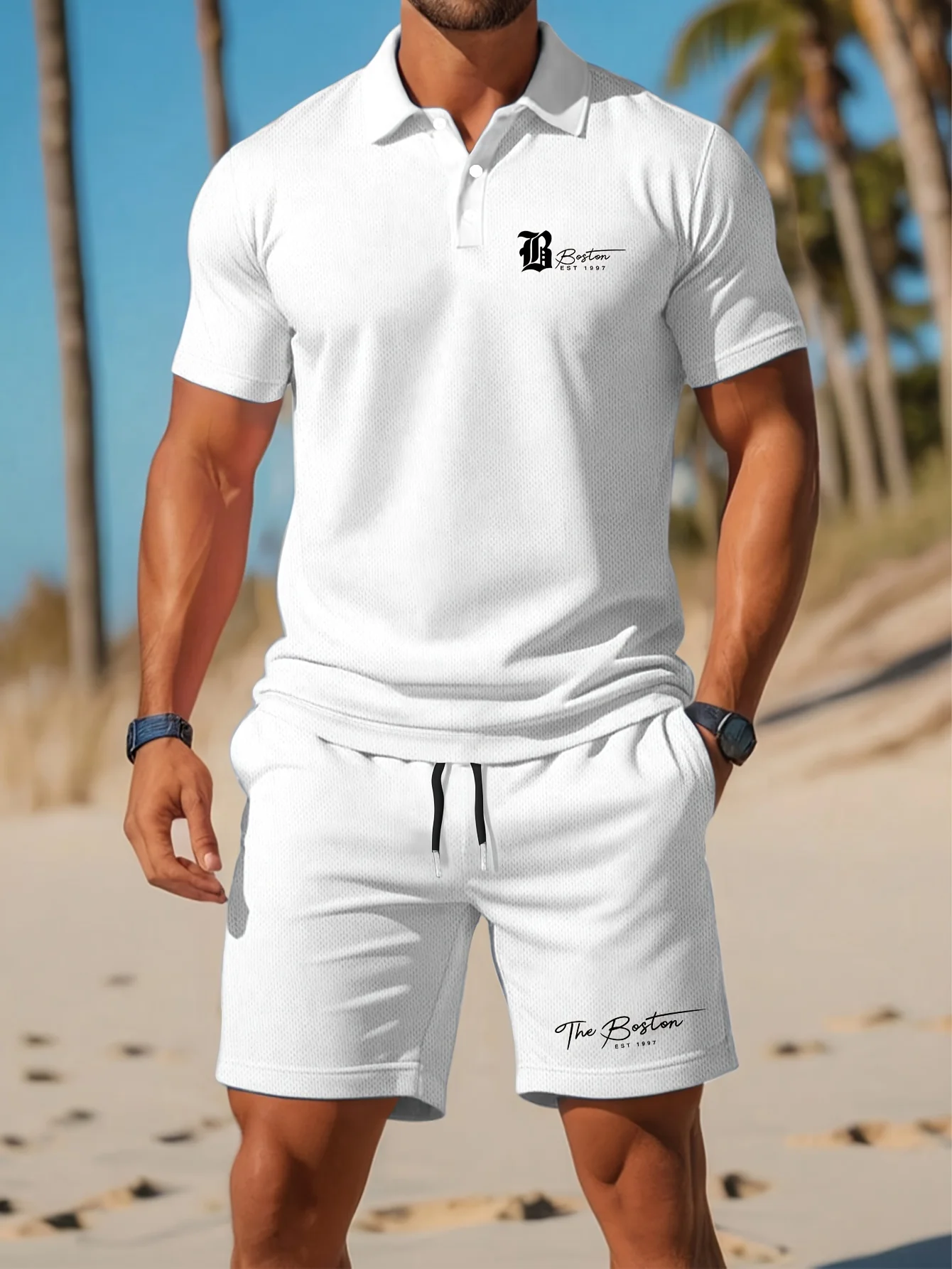 Mens Fashion Clothes - Ensemble polo et short pour homme,