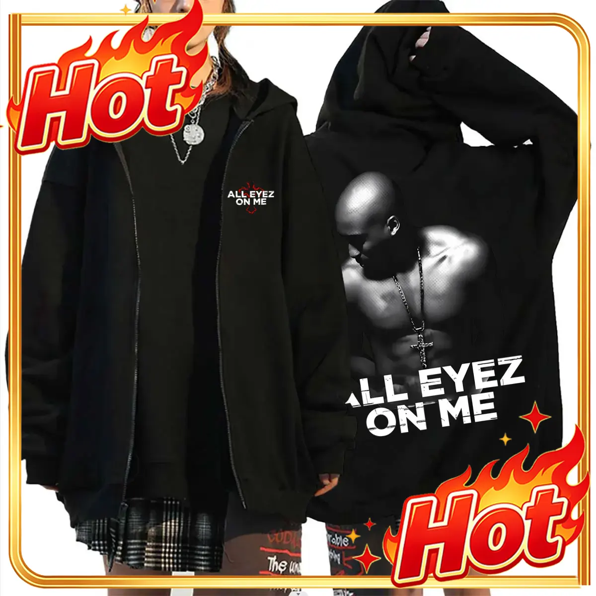 Mens Fashion Zip Up Hoodies - Sweat à capuche zippé avec motif