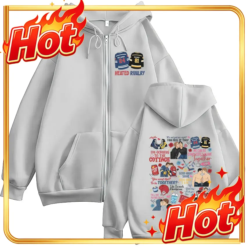 Mens Fashion Zip Up Hoodies - Sweat à capuche zippé imprimé Rivalry,
