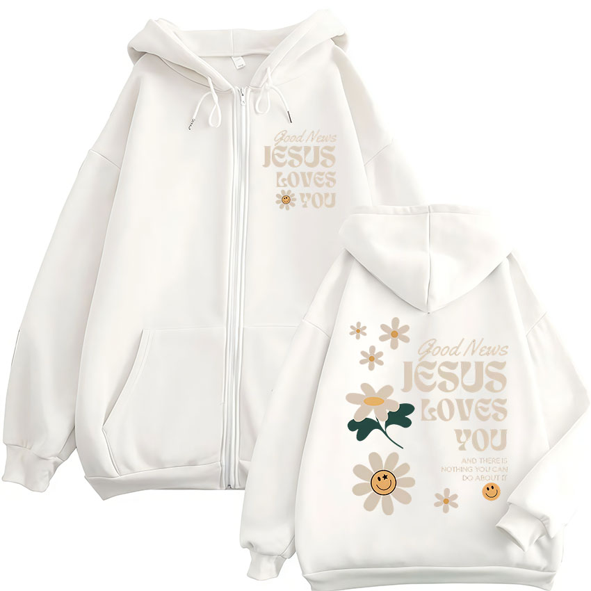 Bonne nouvelle, Jésus t'aime – - Mens Fashion Zip Up Hoodies avis et prix