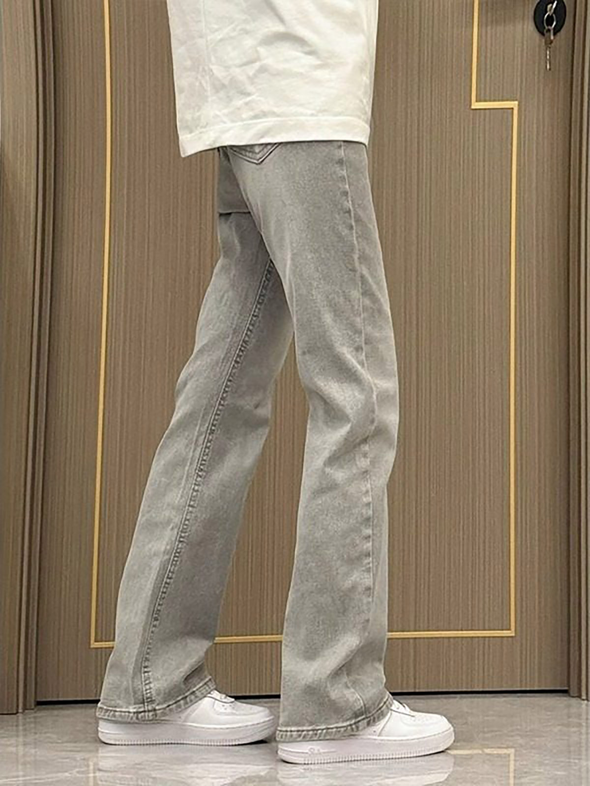 Jeans coupe droite slim gris f - Men'S Fashion Grey Jeans avis et prix