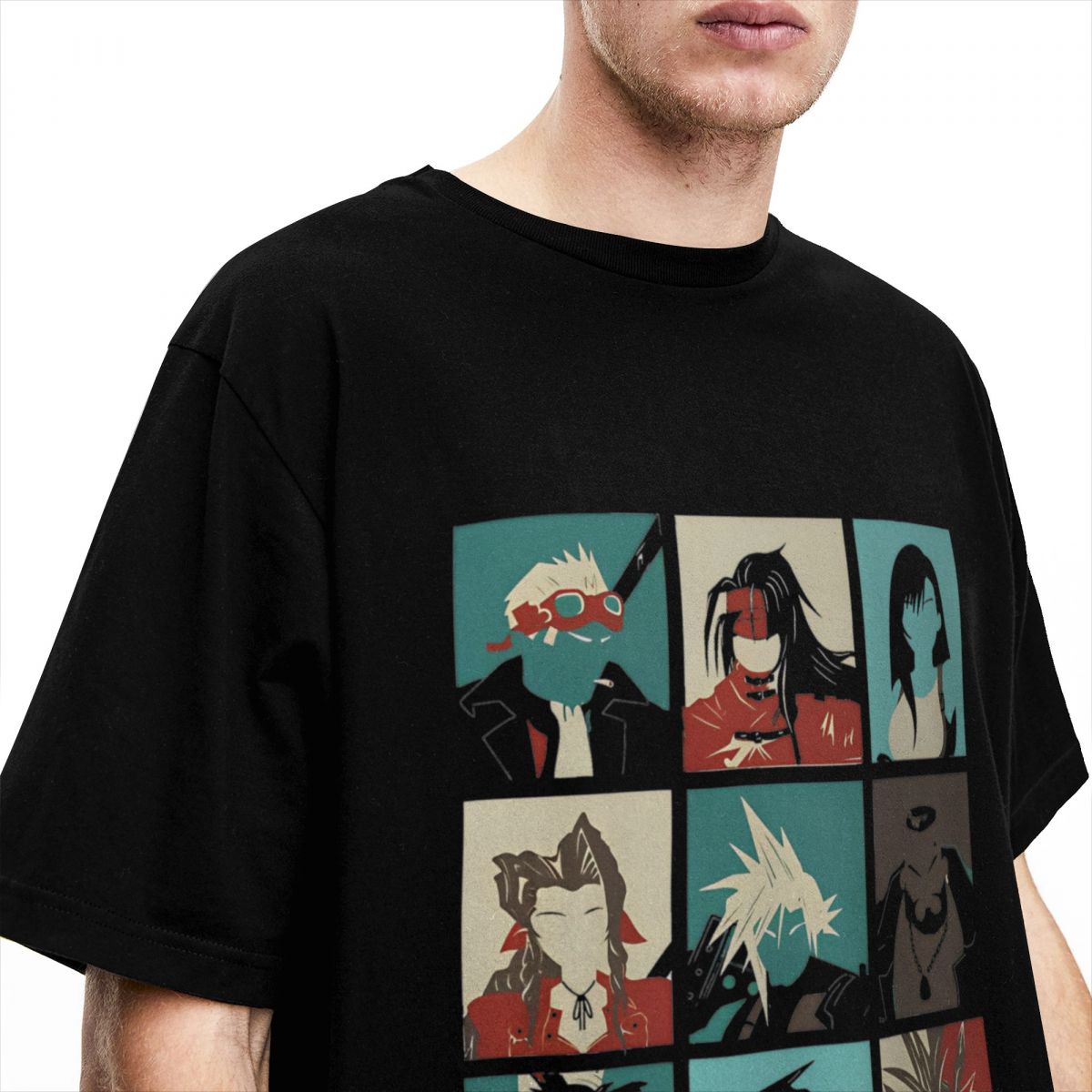 T-Shirt en Coton Rétro à Col R - Poster Men Fashion avis et prix